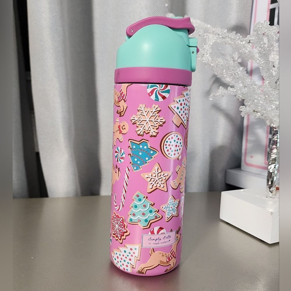 New Simply Belle Christmas Cookie Gingerbread Print Stainless Steel Bottle 24 oz